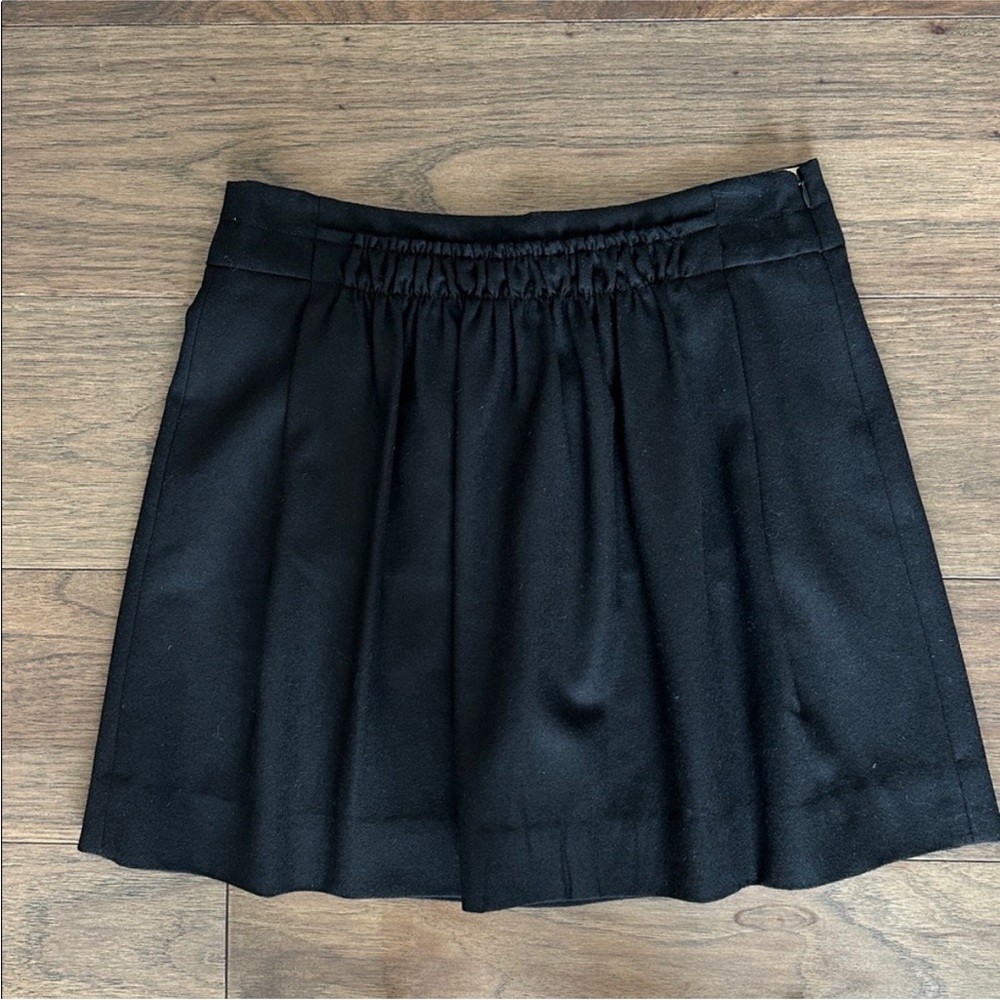 J.Crew Shirred Wool Mini Skirt, Black Wool Skirt